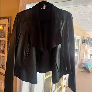 Bar III Black Leather Jacket